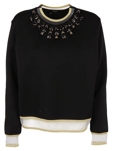 fendi silk-lined embellished sweatshirt|Sweatshirt .